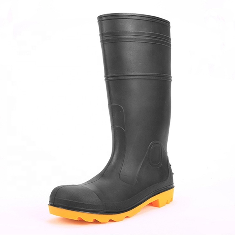 Wholesale Men 2023 Heavy Duty Pvc Rain Boot Oil Slip Abrasion Resistant Black White Green Safety Rain Boots