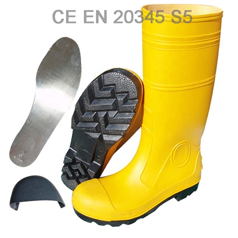 Wholesale Men 2023 Heavy Duty Pvc Rain Boot Oil Slip Abrasion Resistant Black White Green Safety Rain Boots