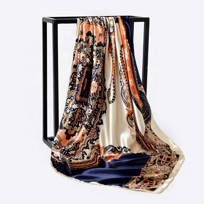 Ladies Luxury Designer Scarf Famous Brands 90*90cm Square Shawls Head Scarfs Printed Hijab Satin Square Silk Scarf For Women