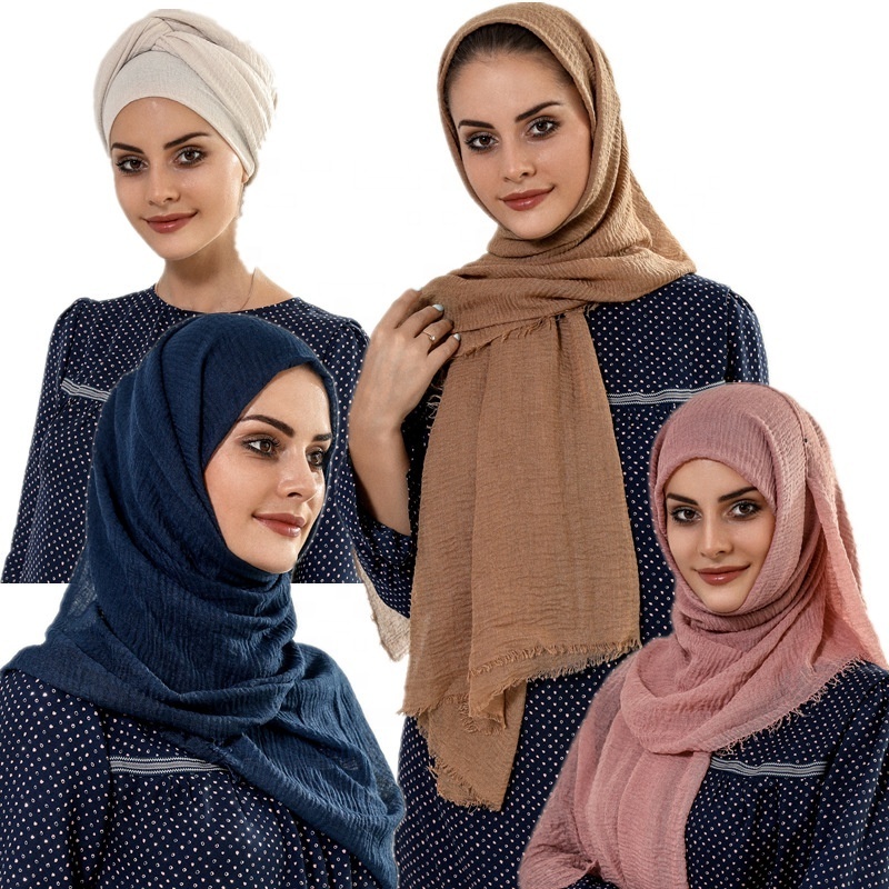 Most Popular 2021 Hot Products Fashion Style Wholesale Shawls And Scarves Fantastic Admirable Women Premium Cotton Crinkle Hijab