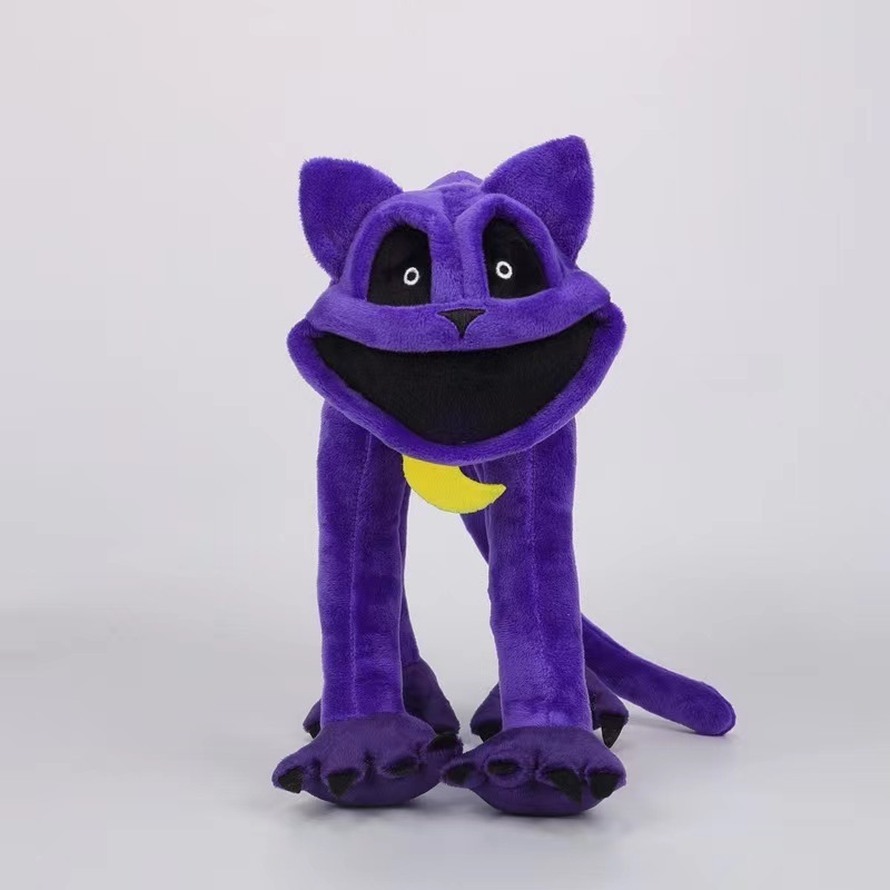 30cm standing plush toy market selling smiling critters purple cat doll Smiling critters big mouth purple cat plush doll