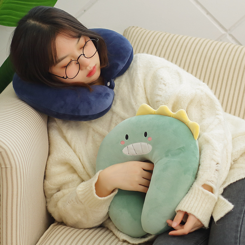 High quality best price carton soft stuffed plush animal toys cute u-shaped pillow neck pillow for adults