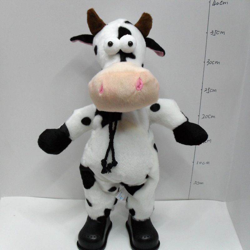 Hot sale happy battery operated electric plush music singing and dancing milk cow toy for kids