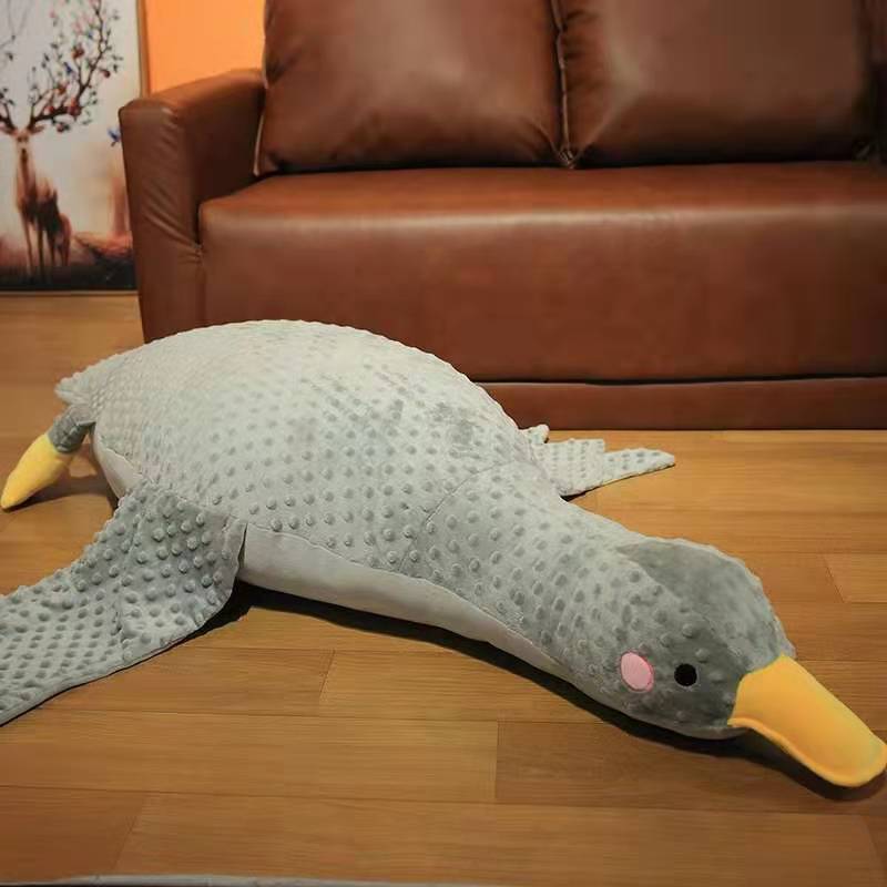 110cm Big Massage Duck Soft Stuffed Big White Goose Plush Toy Massage Bed Plush Toys Baby Sleeping Pad Long Pillow