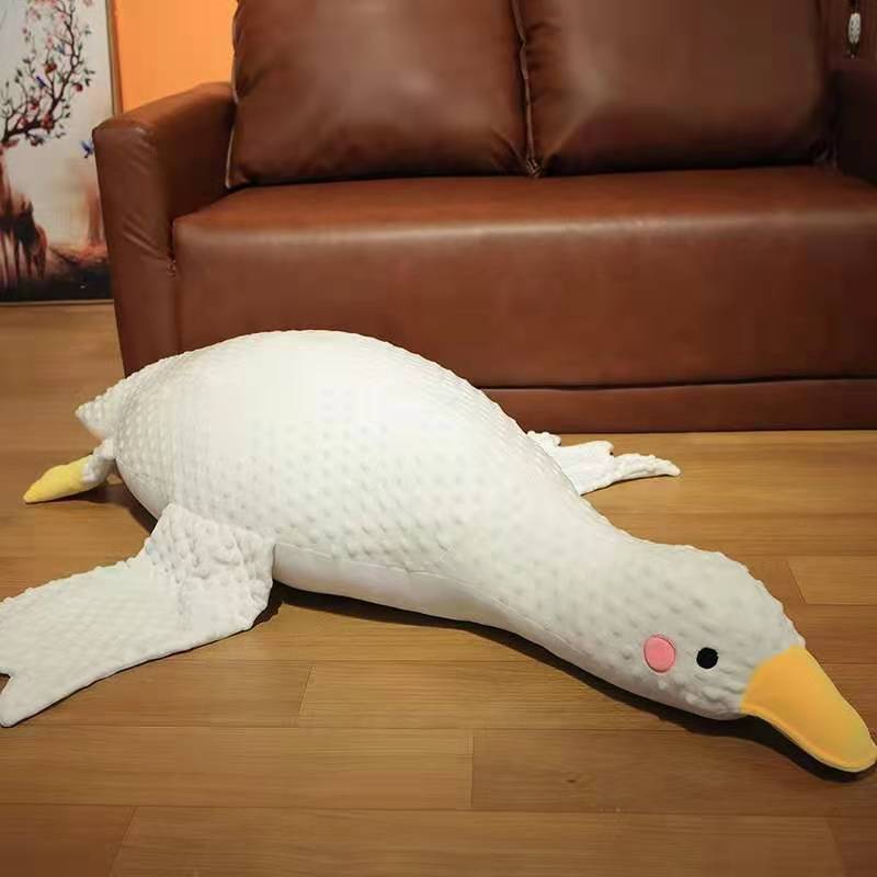 110cm Big Massage Duck Soft Stuffed Big White Goose Plush Toy Massage Bed Plush Toys Baby Sleeping Pad Long Pillow