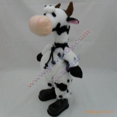 Hot sale happy battery operated electric plush music singing and dancing milk cow toy for kids