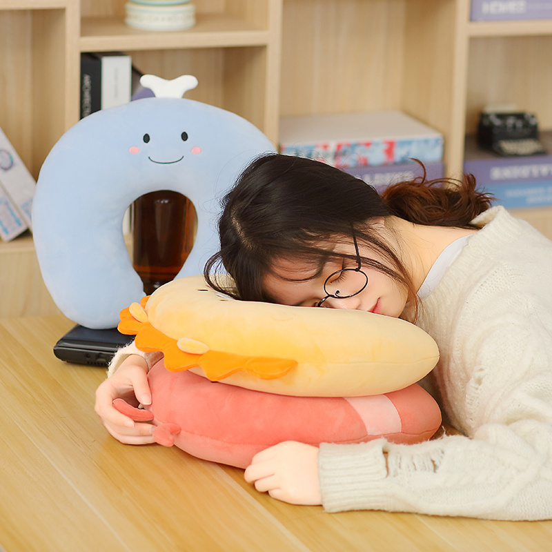 High quality best price carton soft stuffed plush animal toys cute u-shaped pillow neck pillow for adults