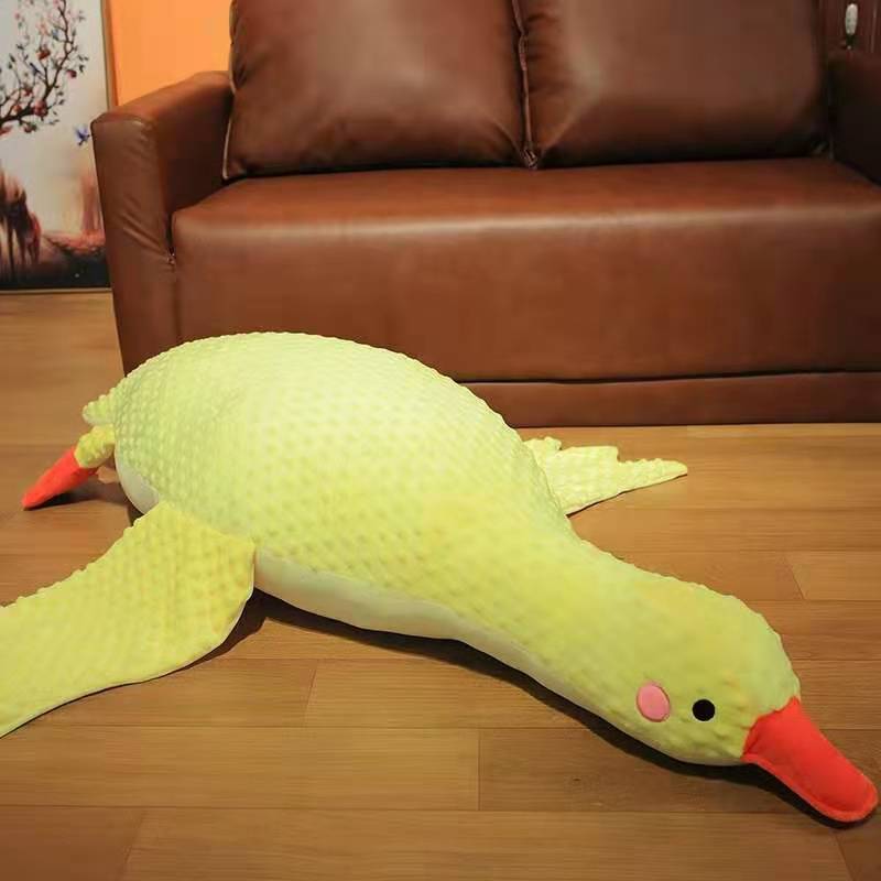 110cm Big Massage Duck Soft Stuffed Big White Goose Plush Toy Massage Bed Plush Toys Baby Sleeping Pad Long Pillow