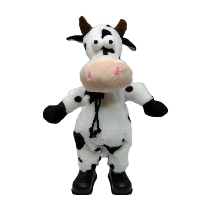 Hot sale happy battery operated electric plush music singing and dancing milk cow toy for kids