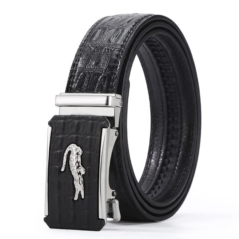 Automatic Crocodile Buckle Belt Wholesale Belts Factory Genuine Leather for Men Belt Black Business Cow