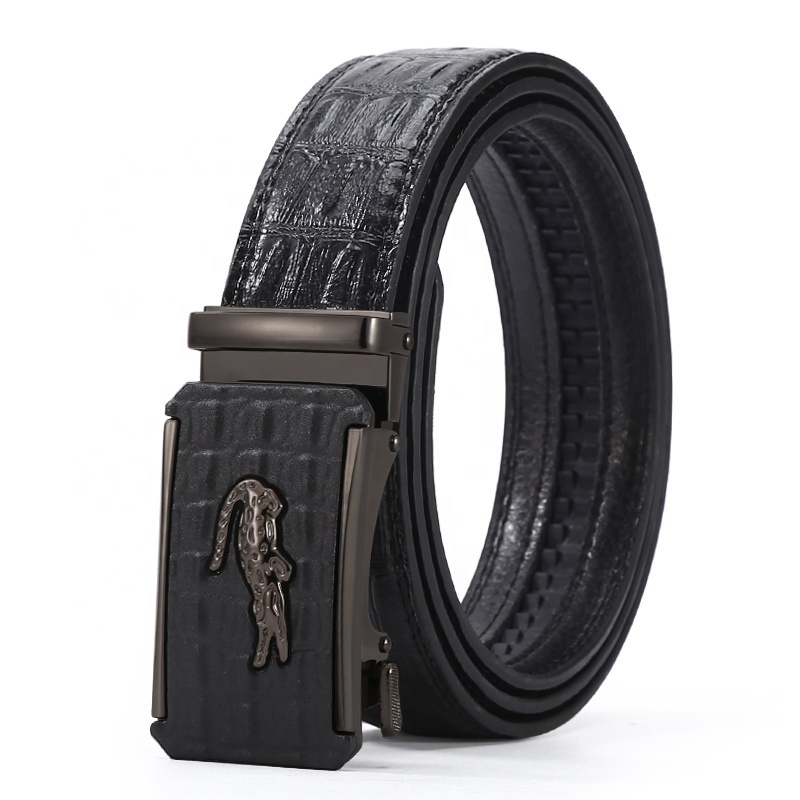 Automatic Crocodile Buckle Belt Wholesale Belts Factory Genuine Leather for Men Belt Black Business Cow