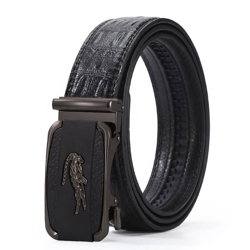 Automatic Crocodile Buckle Belt Wholesale Belts Factory Genuine Leather for Men Belt Black Business Cow