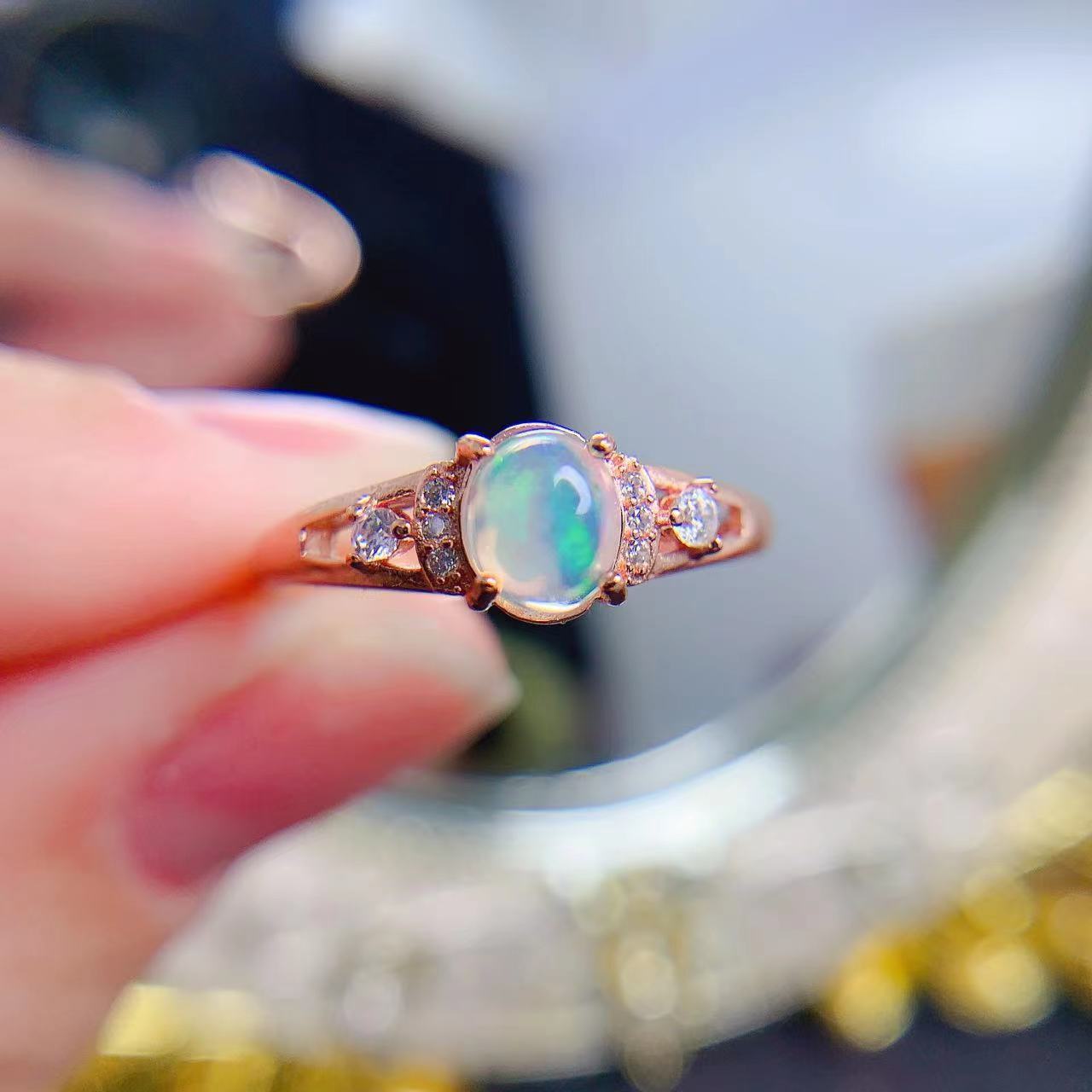 New Design Mexican 925 Sterling Silver Natural Opal Jewelry Engagement Women Rings