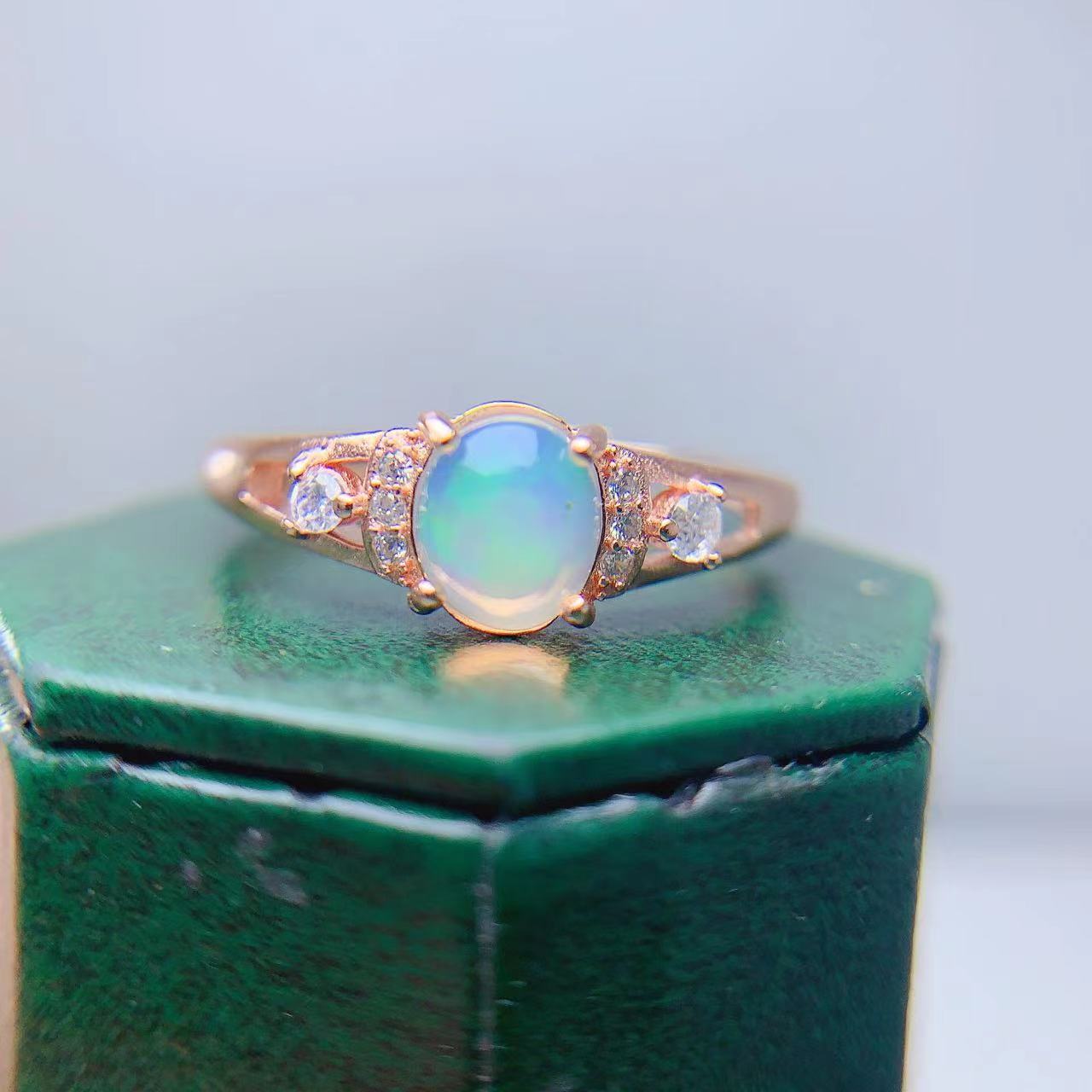 New Design Mexican 925 Sterling Silver Natural Opal Jewelry Engagement Women Rings