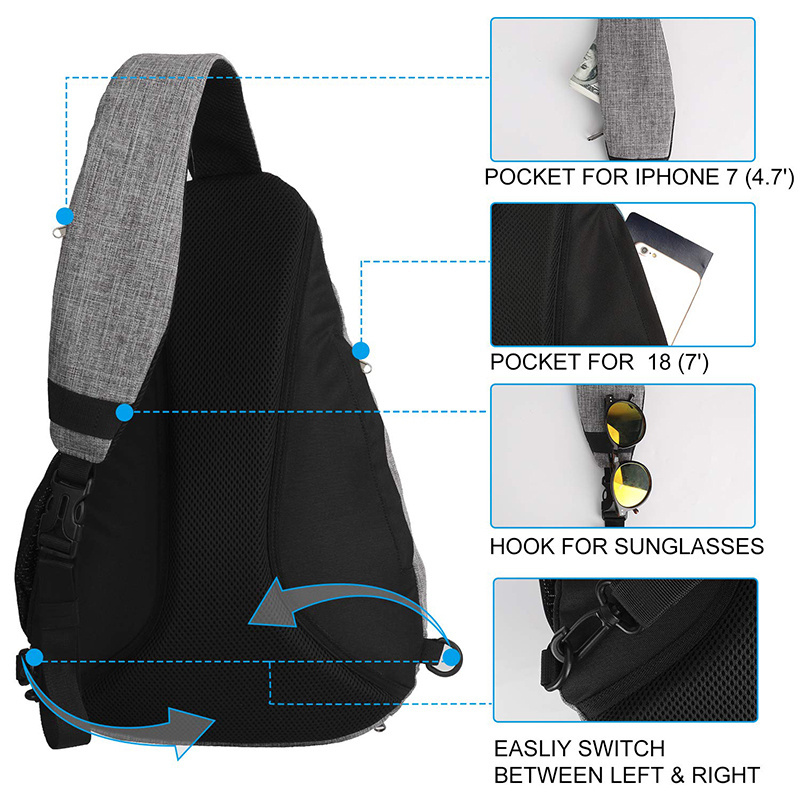 Travel Hiking Shoulder Daypack Casual Cross Chest Side Pack Sling Bag Crossbody Backpack