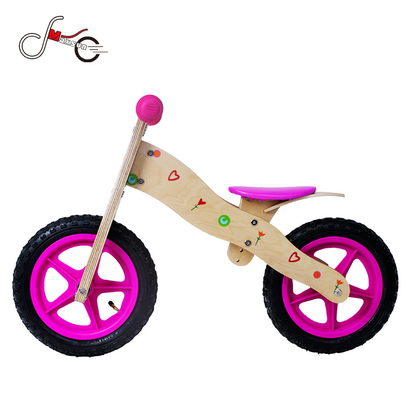 12 inch wooden balance bike princess toy bike kids bicycle girl's first balance bike