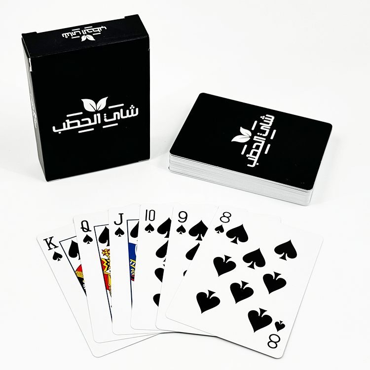 Custom Design PVC Plastic Poker Deck Front And Back Printing Logo Black And Gold Waterproof Playing Cards With Box