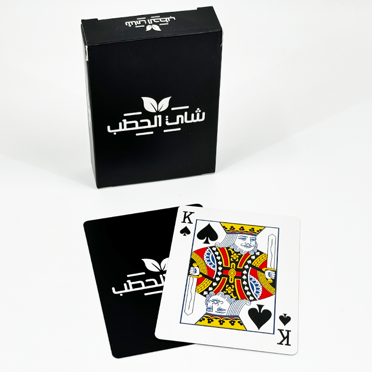 Custom Design PVC Plastic Poker Deck Front And Back Printing Logo Black And Gold Waterproof Playing Cards With Box