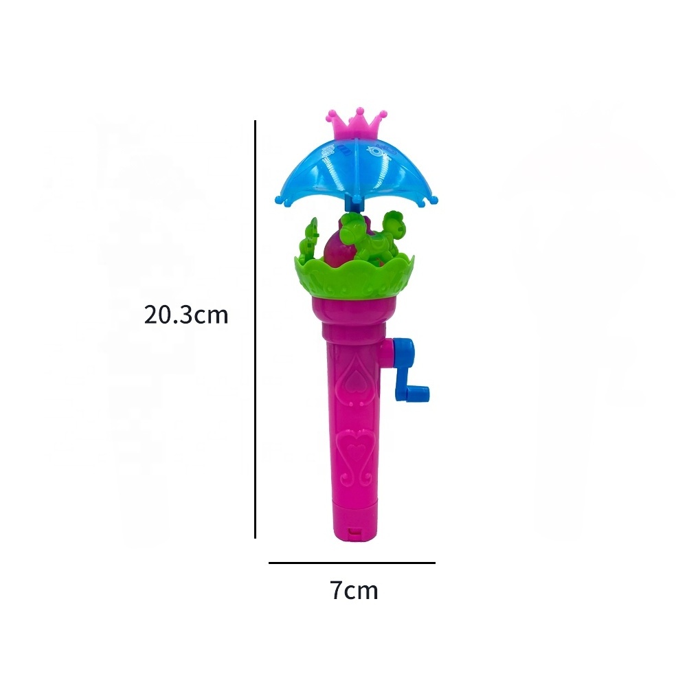 Wholesale hand driven lighting umbrella candy toy plastic toy with candy