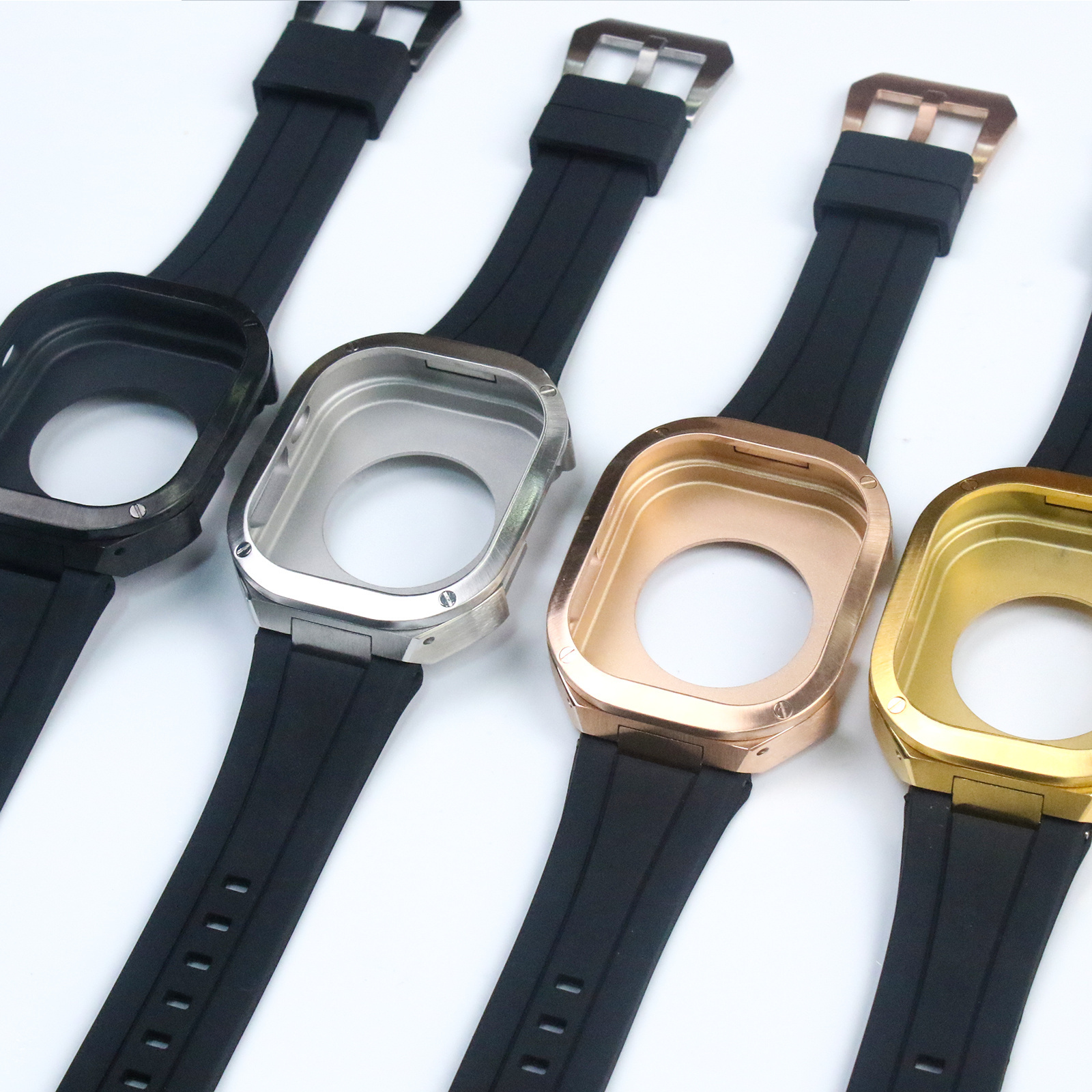 49mm watch case stainless steel modificat kit silicone case luxury watch bands for apple watch ultra 49mm rubber straps