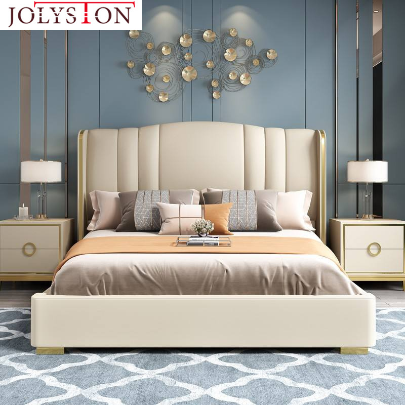 Contemporary Design Headboard Interior Bundle Fabric Plush Comfortable Bedroom Furniture Bed