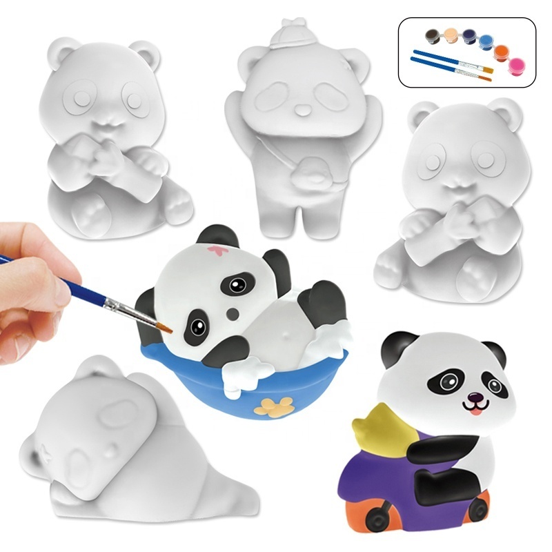 Kids graffiti model doll panada paint your own arts crafts DIY painting toy set