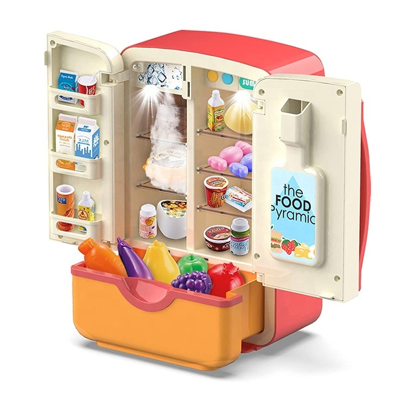 Kids kitchen toys fridge toy spraying mist freezer kitchen appliance toy refrigerator