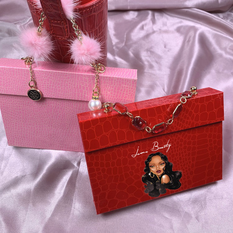 Custom logo lash boxes with chains mink eyelashes and tweezers lash kit wholesale mini suitcase for lashes