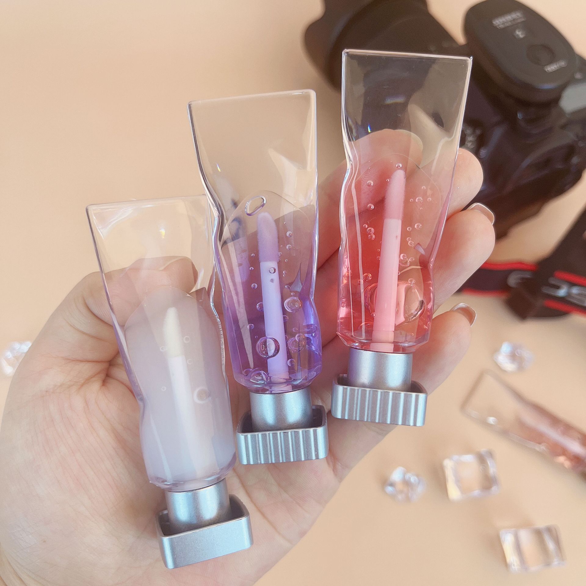 Hot selling empty diy lip plump oil bottle 4ml toothpaste shape clear ice cube lipstick tubes wholesale bulk lip gloss container