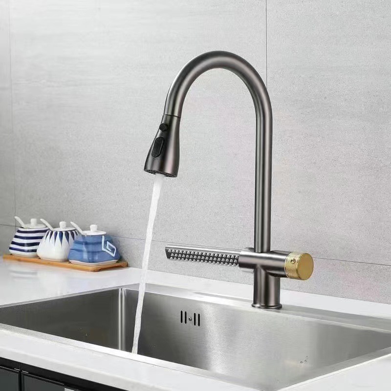 Factory Pull Out Water Tap Hot and Cold Kitchen Sink Faucet Black Pull down Kitchen Faucets