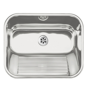 High Quality Single Bowl Stainless Steel 304 Brush Utility Laundry Kitchen Sink With Washboard