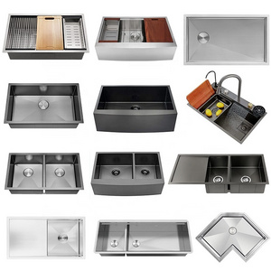 Wholesale price kitchen cabinet stainless steel single bowl countertop sinks SS304 multifunction workstation hidden kitchen sink