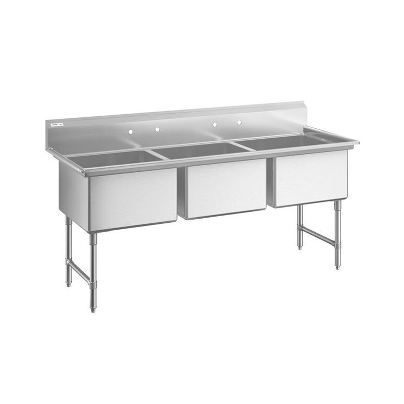 3 Compartment Floor Standing Scullery Commercial Kitchen Sink Stainless Steel 304  With Accessories