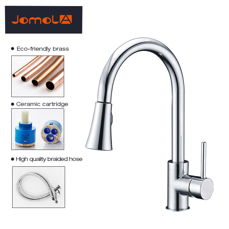 Luxury stainless steel 304 or brass brushed pull down hot and cold water kitchen sink mixer faucets