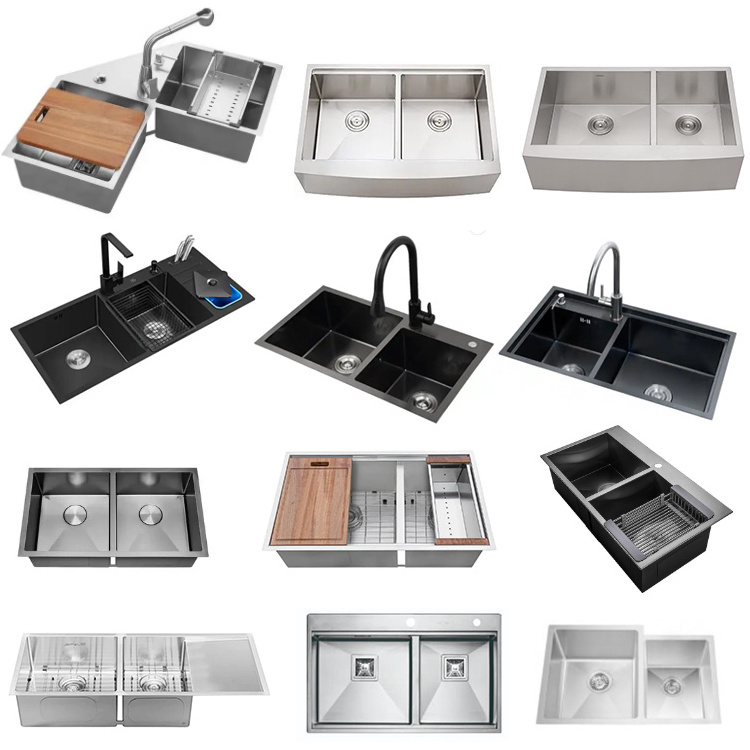 Wholesale price kitchen cabinet stainless steel single bowl countertop sinks SS304 multifunction workstation hidden sink