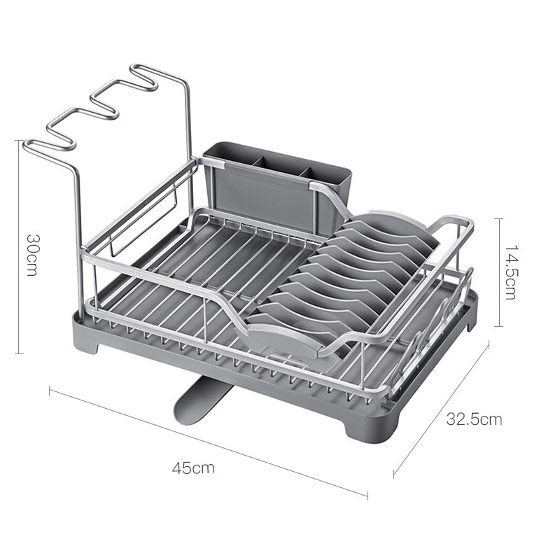 2 tiers black stainless metal kitchen shelf storage aluminum dish drying drainer racks holder for sale/escurridor de platos