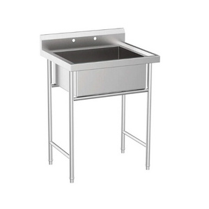 Stainless Steel 304 Floor Standing Scullery Commercial Kitchen Sink With Accessories