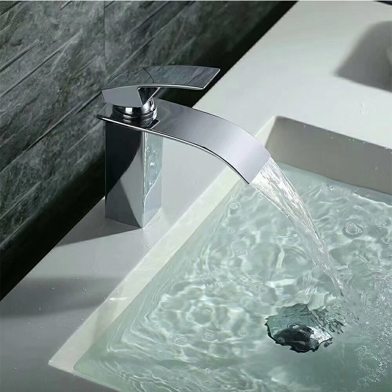 New design waterfall upc bathroom basin faucet hot and cold water mixer tap