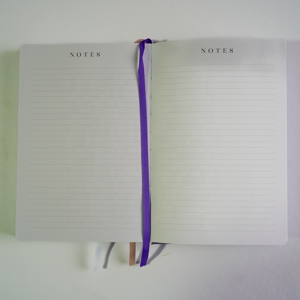 Custom 2024 2025 Box Packed Purple Fabric Linen Cover To Do List Yearly Daily Planner Agenda Notebook Printing With Envelop