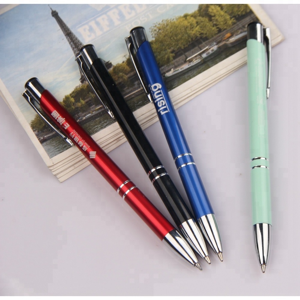 Custom Colorful Metal Body Ballpoint Pen With Laser Logo For Promotional Usage