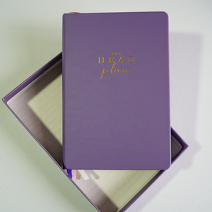 Custom 2024 2025 Box Packed Purple Fabric Linen Cover To Do List Yearly Daily Planner Agenda Notebook Printing With Envelop