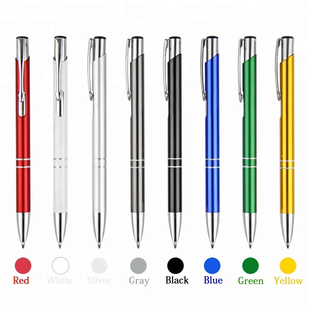 Custom Colorful Metal Body Ballpoint Pen With Laser Logo For Promotional Usage