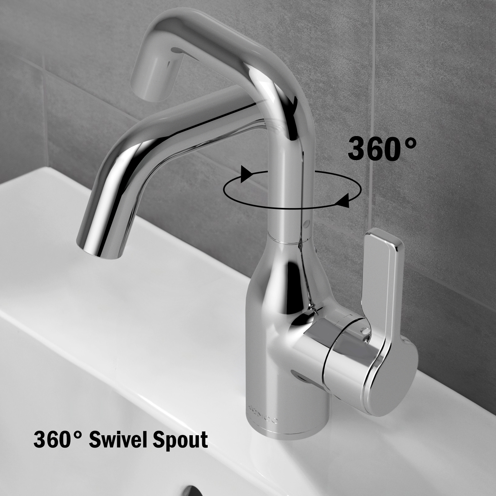 JOMOO Basin Faucet 360 Swivel Bathroom Mixer Deck Mounted Hot Cold Water Tap Single Handle Healthy Basin Faucet