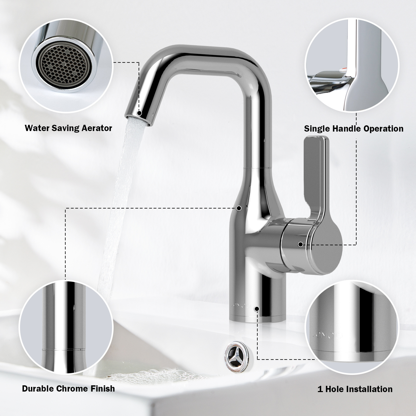 JOMOO Basin Faucet 360 Swivel Bathroom Mixer Deck Mounted Hot Cold Water Tap Single Handle Healthy Basin Faucet