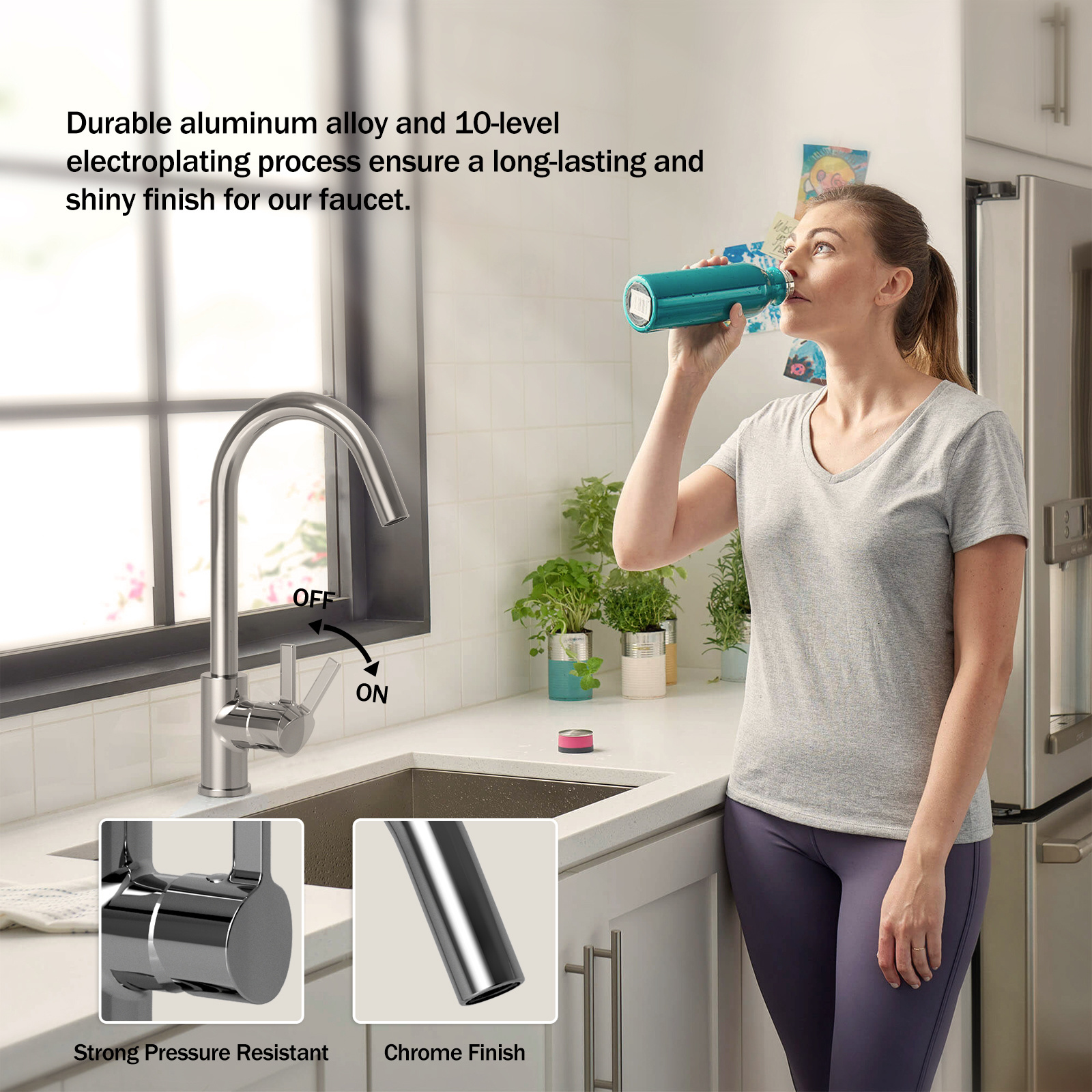 JOMOO Decked Mounted Kitchen faucet 360 Degree Swivel Kitchen Faucet Tap Cold and Hot Water Bar Sink Faucet