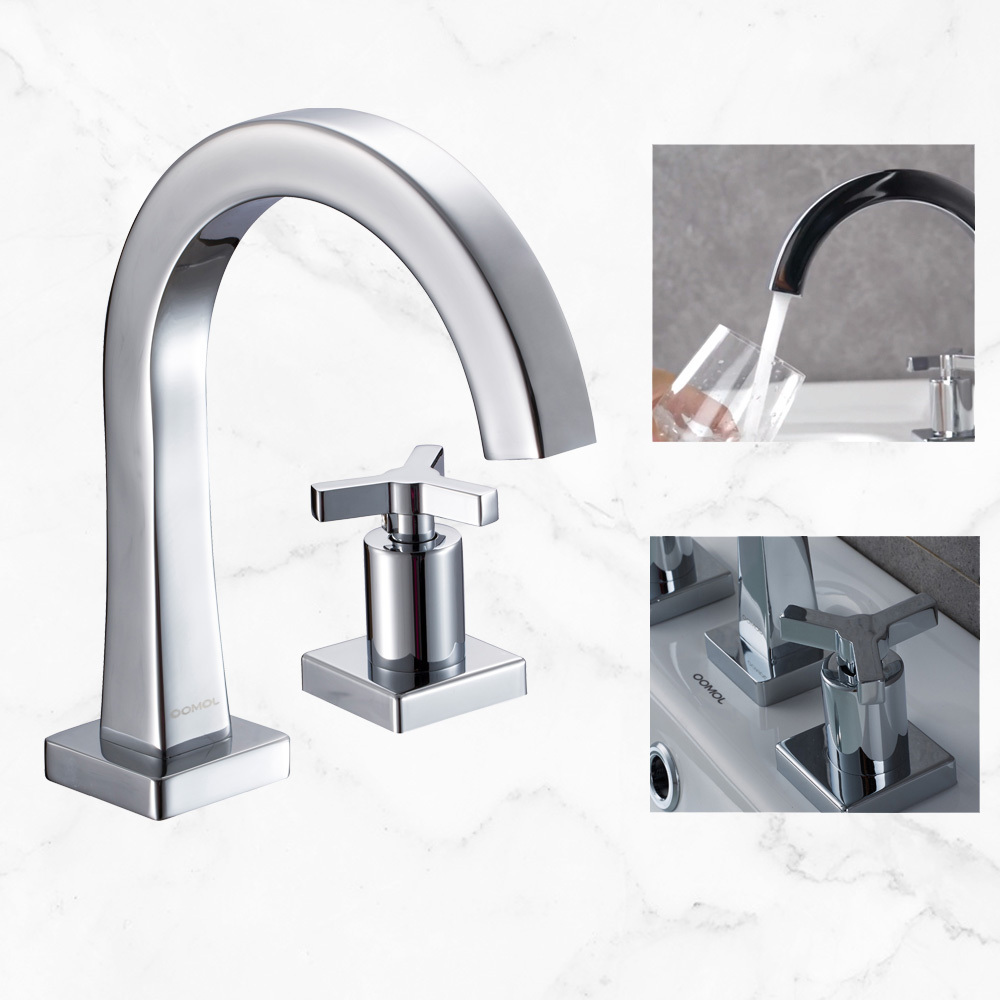 JOMOO Widespread Bathroom Sink Faucet Hot Cold Health Washing Water Tap Double Dual Handles 3 holes Brass Basin Faucet