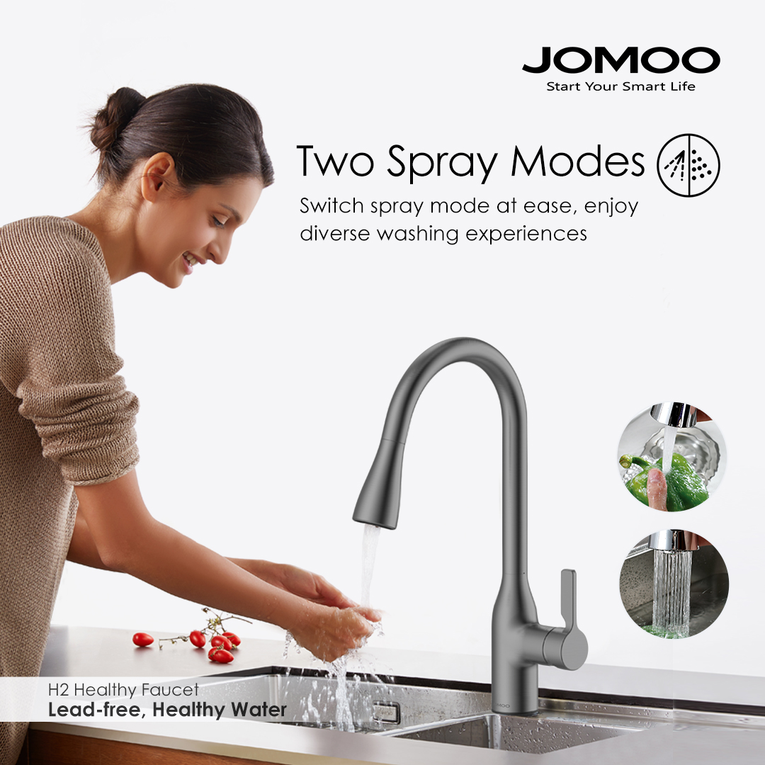 JOMOO Gun Grey Pull Out Kitchen Faucet kitchen mixer sink faucet sprayer 360 Degree Swivel Spout Kitchen Sink Faucet