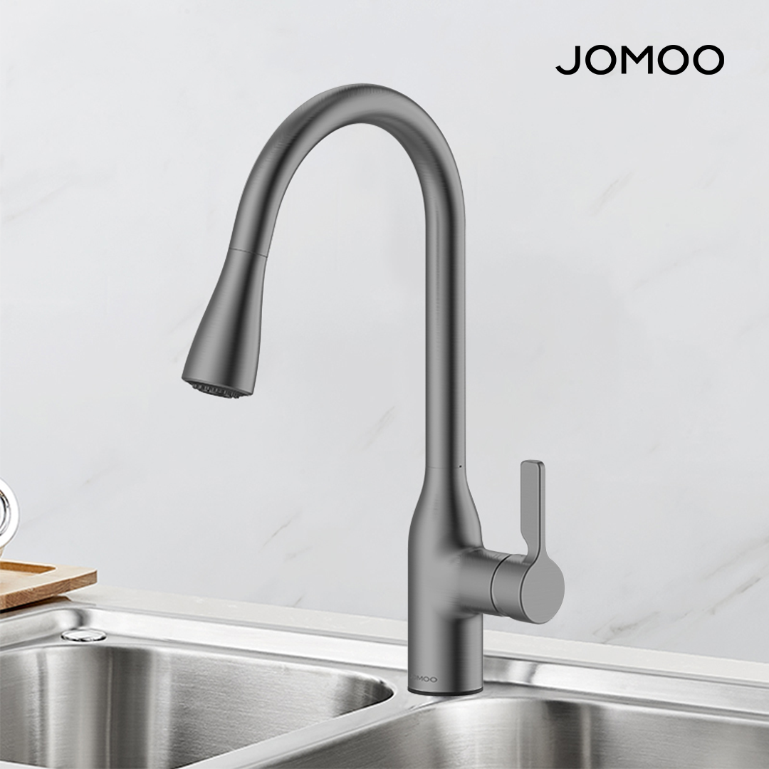 JOMOO Gun Grey Pull Out Kitchen Faucet kitchen mixer sink faucet sprayer 360 Degree Swivel Spout Kitchen Sink Faucet