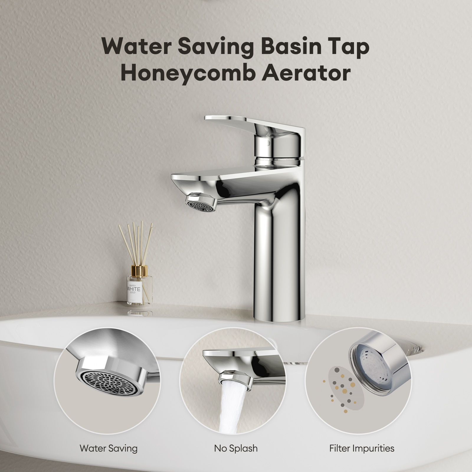 JOMOO Space Chrome H2 Healthy Basin Faucet Lead-free Composite Material Bathroom Mixer Taps Bubbler Faucet