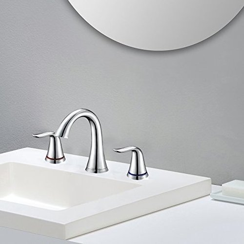 JOMOO Double Handles 8 Inch Widespread Bathroom Sink Faucet Classical 3 Holes Solid Brass Deck Mounted Lavatory Basin Faucet